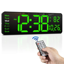 Load image into Gallery viewer, Zgrmbo 16" Large Digital Wall Clock with Remote, Large Display LED Wall Clock for Living Room/Gym/Shop/Warehouse/Office Decor, 12/24H, Auto Dimming, T
