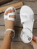 Women's Fashionable, Elegant, Comfortable, Retro Flat Sandals, Ankle Strap With Elastic, White Versatile Style, Simple Double Strap Open Toe Sandals