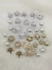 16PCS Golden Silvery Ocean Starfish Shell ABS Shoe Charms DIY Accessories Bling Rhinestone Seaweed Shoe Buckles Decorations Flower Clogs Shoe Clips
