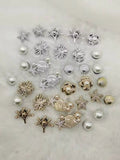 16PCS Golden Silvery Ocean Starfish Shell ABS Shoe Charms DIY Accessories Bling Rhinestone Seaweed Shoe Buckles Decorations Flower Clogs Shoe Clips
