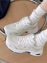 Load image into Gallery viewer, New Women Casual Sneakers,Chunky Sneakers,Shoes,White Shoes,Lace-Up Round Toe Mixed Material Breathable Versatile Outdoor Hiking Casual CommutingShoes