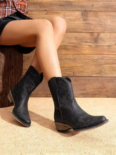 Load image into Gallery viewer, Women's Western Ankle Boots: Low Chunky Heels, Square Toe, Fall Short Booties